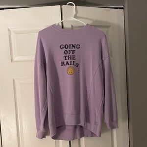 Aerie Lavender Graphic Crew Neck Sweater